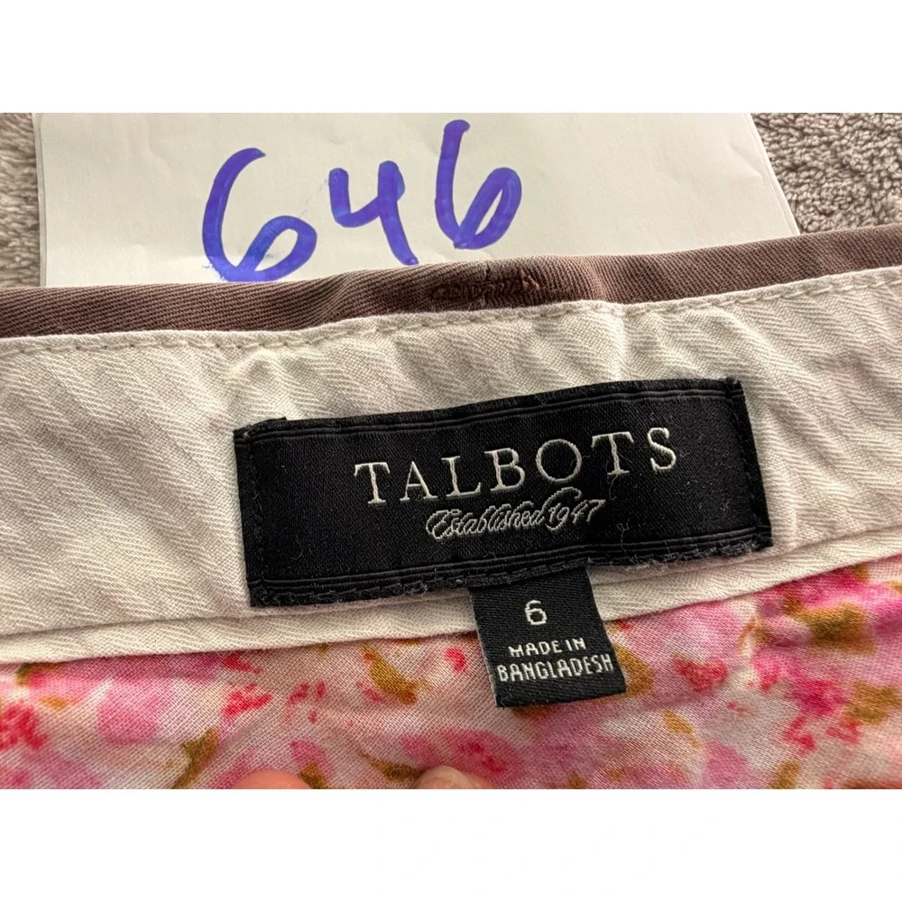 Talbots Chino Shorts Womens Size 6 Brown Cotton Stretch Casual Z646